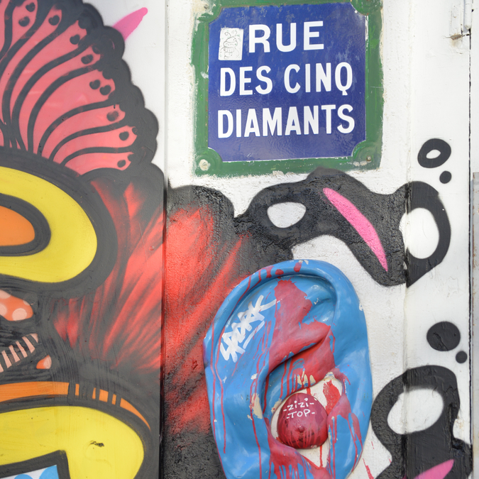 Strassenschild und Streetart im 13. Arrondissement | © Shutterstock 507992404